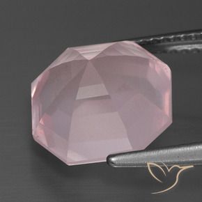 Quartzo Rosa Rosa Claro Rosa Natural 5.56ct, Corte Octógono / Esmeralda, Transparente