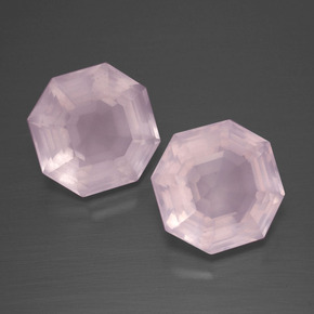Pedras preciosas de quartzo rosa rosa natural de 9,74 ct, corte esmeralda, transparente