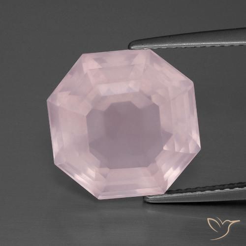 9.74ct Natural Luz rosa Quartzo Rosa, Corte Esmeralda, Transparente