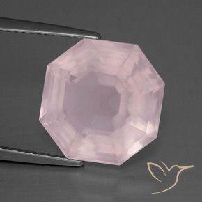 Quartzo Rosa Luz rosa Natural 9.74ct, Corte Octógono / Esmeralda, Transparente
