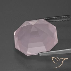 Quartzo Rosa Luz rosa Natural 9.74ct, Corte Octógono / Esmeralda, Transparente