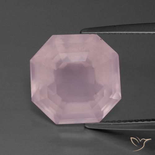 9.93ct Natural rosa rosa médio Quartzo Rosa, Corte Esmeralda, Transparente