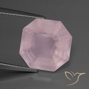 Quartzo Rosa rosa rosa médio Natural 9.93ct, Corte Octógono / Esmeralda, Transparente
