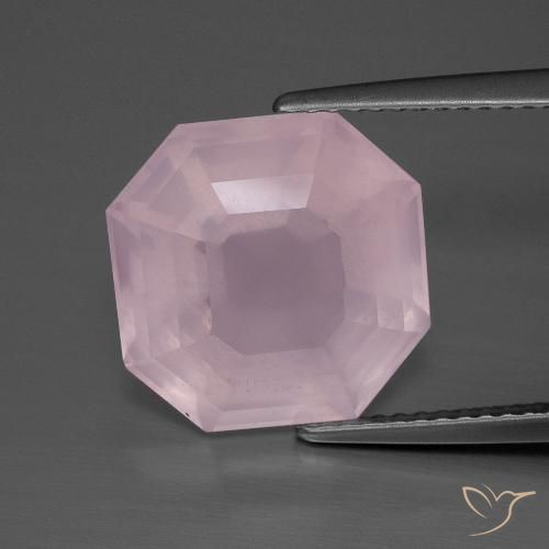 8.20ct Natural rosa rosa médio Quartzo Rosa, Corte Esmeralda, Transparente