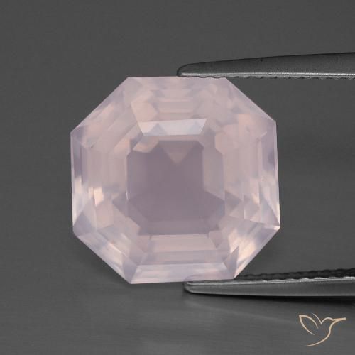 9.02ct Natural Rosa Claro Rosa Quartzo Rosa, Corte Esmeralda, Transparente