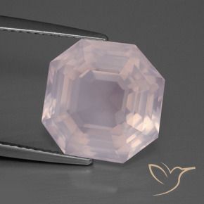 Quartzo Rosa Rosa Claro Rosa Natural 9.02ct, Corte Octógono / Esmeralda, Transparente