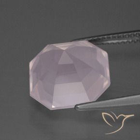 Quartzo Rosa Rosa Claro Rosa Natural 9.02ct, Corte Octógono / Esmeralda, Transparente