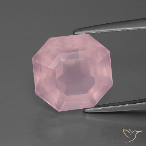 7.55ct Natural rosa rosa Quartzo Rosa, Corte Esmeralda, Transparente