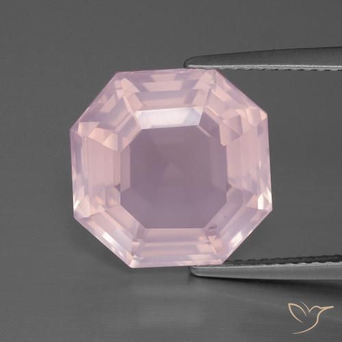 8.43ct Natural Luz rosa Quartzo Rosa, Corte Esmeralda, Transparente