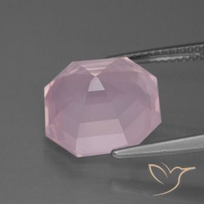 Quartzo Rosa Luz rosa Natural 8.43ct, Corte Octógono / Esmeralda, Transparente