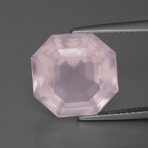 Quartzo rosa rosa natural 8,79ct, corte esmeralda, transparente