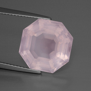 Quartzo rosa rosa natural 8,79ct, corte esmeralda, transparente