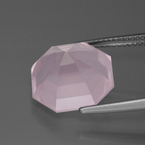 Quartzo rosa rosa natural 8,79ct, corte esmeralda, transparente