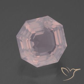 Quartzo Rosa Rosa Claro Rosa Natural 7.28ct, Corte Octógono / Esmeralda, Transparente