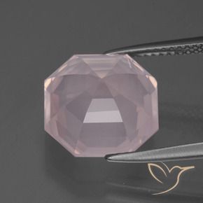 Quartzo Rosa Rosa Claro Rosa Natural 7.28ct, Corte Octógono / Esmeralda, Transparente