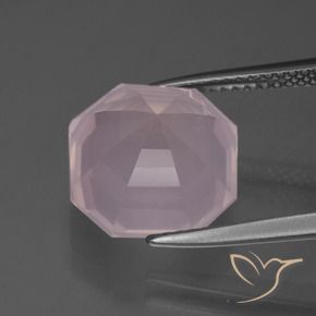 Quartzo Rosa Rosa Claro Rosa Natural 7.14ct, Corte Octógono / Esmeralda, Transparente