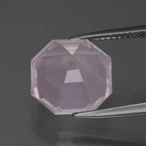 Quartzo rosa rosa natural 7,42ct, corte esmeralda, transparente