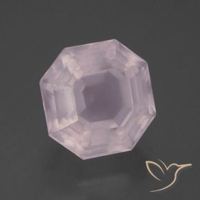 Quartzo Rosa Luz rosa Natural 7.26ct, Corte Octógono / Esmeralda, Transparente