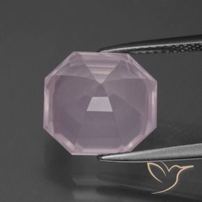 Quartzo Rosa Luz rosa Natural 7.26ct, Corte Octógono / Esmeralda, Transparente