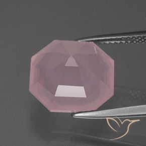 Quartzo Rosa Luz rosa Natural 7.99ct, Corte Octógono / Esmeralda, Transparente