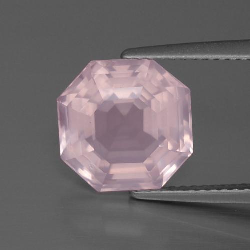 Quartzo rosa rosa natural 4,67ct, corte esmeralda, transparente