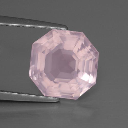 Quartzo rosa rosa natural 4,67ct, corte esmeralda, transparente