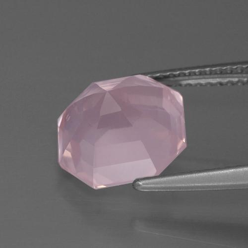 Quartzo rosa rosa natural 4,67ct, corte esmeralda, transparente