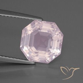 Quartzo Rosa Rosa Claro Rosa Natural 4.25ct, Corte Octógono / Esmeralda, Transparente