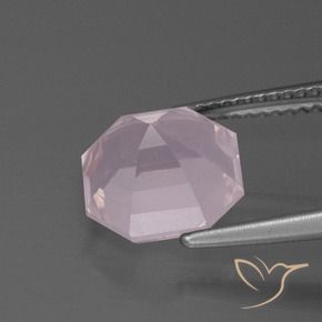 Quartzo Rosa Rosa Claro Rosa Natural 4.25ct, Corte Octógono / Esmeralda, Transparente