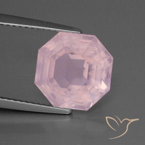 Quartzo Rosa Rosa Claro Rosa Natural 4.88ct, Corte Octógono / Esmeralda, Transparente