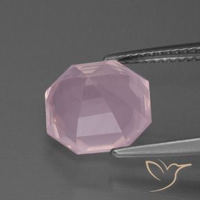 Quartzo Rosa Rosa Claro Rosa Natural 4.88ct, Corte Octógono / Esmeralda, Transparente