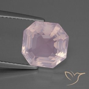 Quartzo Rosa Rosa Claro Rosa Natural 4.25ct, Corte Octógono / Esmeralda, Transparente
