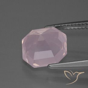 Quartzo Rosa Rosa Claro Rosa Natural 4.25ct, Corte Octógono / Esmeralda, Transparente