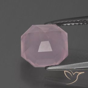 Quartzo Rosa rosa médio Natural 3.88ct, Corte Octógono / Esmeralda, Transparente