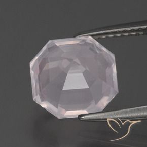 Quartzo Rosa Rosa bem claro Natural 3.64ct, Corte Octógono / Esmeralda, Transparente