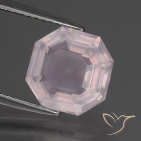 Quartzo Rosa Rosa Rosa bem claro Natural 3.45ct, Corte Octógono / Esmeralda, Transparente