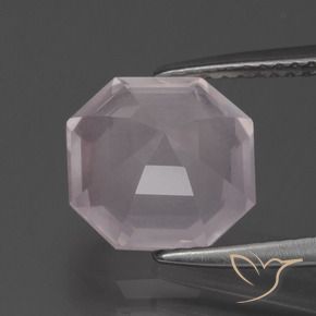 Quartzo Rosa Rosa Rosa bem claro Natural 3.45ct, Corte Octógono / Esmeralda, Transparente