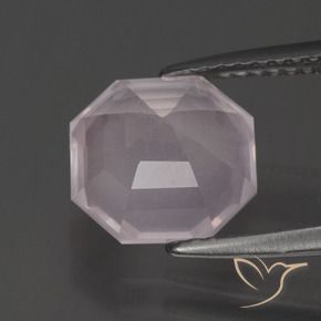 Quartzo Rosa Rosa Claro Rosa Natural 3.32ct, Corte Octógono / Esmeralda, Transparente
