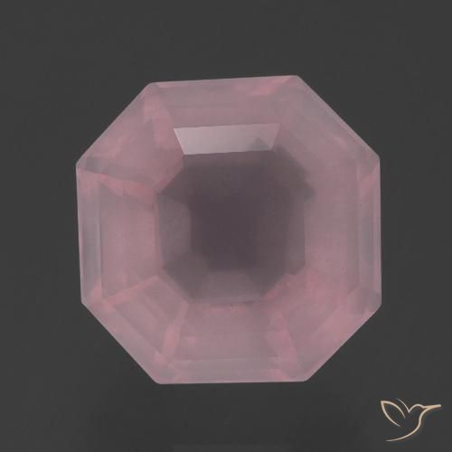 5.18ct Natural rosa rosa médio Quartzo Rosa, Corte Esmeralda, Transparente