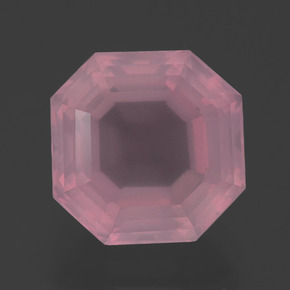 Quartzo Rosa Rosa escuro Natural 5.39ct, Corte Esmeralda, Transparente