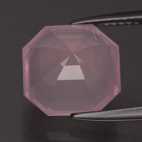 Quartzo Rosa Rosa escuro Natural 5.39ct, Corte Esmeralda, Transparente