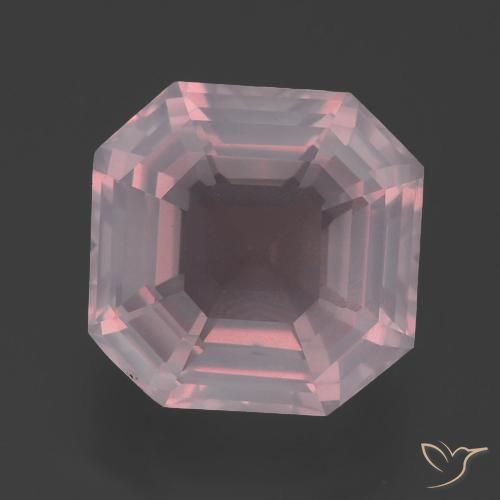 Quartzo rosa rosa natural 5,75ct, corte esmeralda, transparente