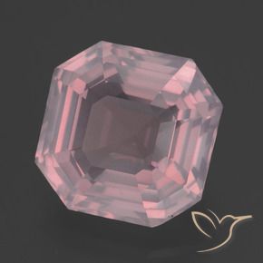 Quartzo rosa rosa natural 5,75ct, corte esmeralda, transparente