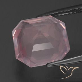 Quartzo rosa rosa natural 5,75ct, corte esmeralda, transparente