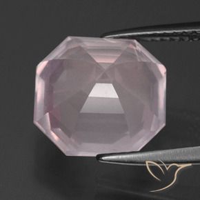 Quartzo Rosa Rosa Claro Rosa Natural 5.92ct, Corte Octógono / Esmeralda, Transparente