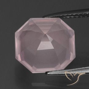 Quartzo Rosa Rosa Claro Rosa Natural 5.94ct, Corte Octógono / Esmeralda, Transparente