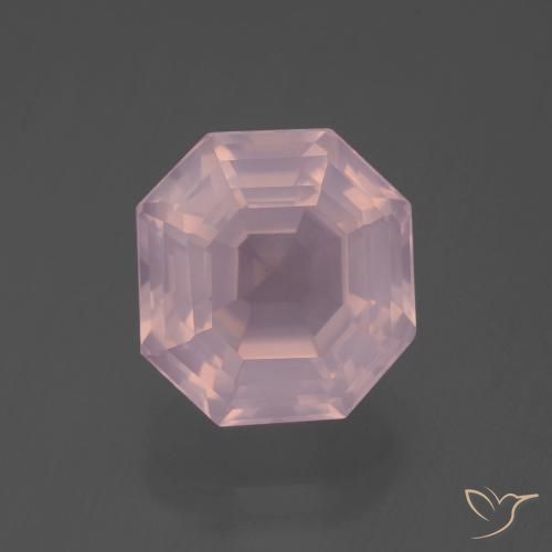 Quartzo rosa rosa natural 6,36ct, corte esmeralda, transparente