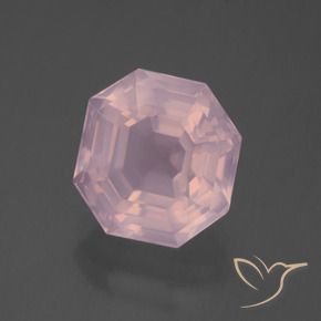 Quartzo rosa rosa natural 6,36ct, corte esmeralda, transparente
