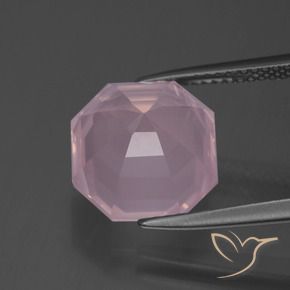 Quartzo rosa rosa natural 6,36ct, corte esmeralda, transparente