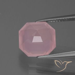 Quartzo Rosa Rosa Vivo Natural 6.23ct, Corte Octógono / Esmeralda, Transparente